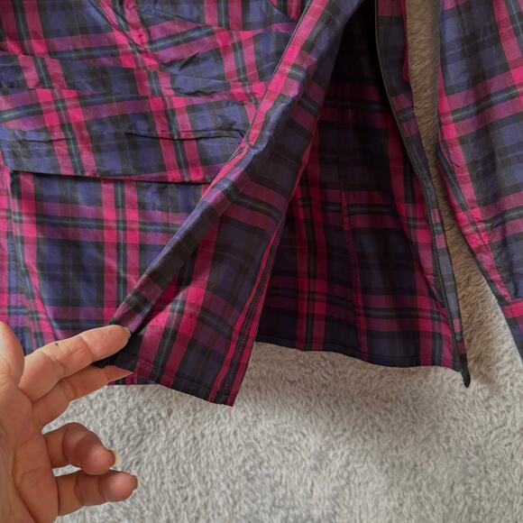 Talbots Surplice Neckline Silk Blend Blouse Top Pink Black Plaid Women Size 16 - Picture 5 of 9